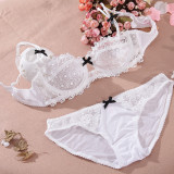 Manufacturer's direct sales of ultra-thin bras in Europe and America, seductive gathering of semi transparent and semi cup lace bra sets