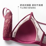 New sexy eyelashes without steel ring bra, French lace lingerie, women's thin cotton triangular cup gathering bra set