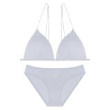 French sexy lingerie women's front buckle triangular cup without steel ring bra thin cotton thin shoulder strap beautiful back lingerie set Bra
