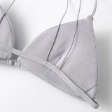 French sexy lingerie women's front buckle triangular cup without steel ring bra thin cotton thin shoulder strap beautiful back lingerie set Bra