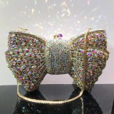 European and American banquet small dress with diamond bow and diamond inlaid dinner bag, holding gemstone bag, female New Bow Clutch
