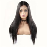 Amazon Cross border New European and American Fashion Front Lace Straight Hair Wig Mid Split Long Straight Hair Front Lace Wig