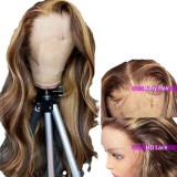 Front lace wig, European and American long curly hair, gradient color women's wig, large wave headband, human hair wigs