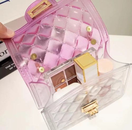 Lingge Transparent Gradient Candy Color Pearl Handheld Lipstick Jelly Bag Wholesale for Foreign Trade