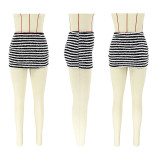 European and American women's cross-border texture striped versatile sexy casual fashion ultra short skirt [fixed price]