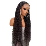 Cross border hot selling wigs for women's fashion, corn perm, black wig headband, fluffy long curly hair, center split, full top set style