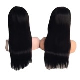 12A Wig Women's Mid length Straight Hair High Temperature Silk Front Lace Straight Hair Cover Hair Hidden Simulation Full Head Wig Cover