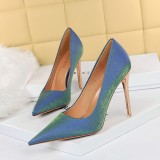 European and American style sexy slimming thin heels, ultra-high heels, satin high heels, shallow mouth pointed high heels, women's singles shoes