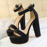 European and American style thick heels, super slim high heels, sexy nightclub women's shoes, waterproof platform, exposed toe belt buckle sandals