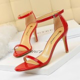 European and American style fashionable ultra-high heels, patent leather open toe sandals, summer sexy nightclub women's high heels