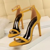 European and American style summer fashion minimalist slim heel high heels with a straight line strap high heels, sexy nightclub sandals, women's shoes