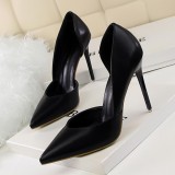 Korean version of fashionable, minimalist, sexy nightclub slimming women's shoes with thin heels, ultra-high heels, shallow cut pointed hollow out single shoes