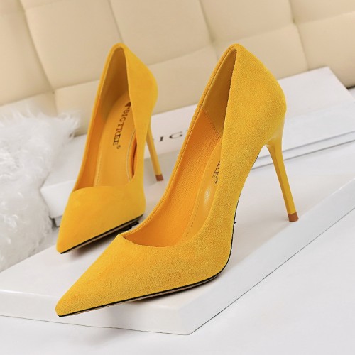 825-3 Korean version fashionable and minimalist high heels, suede, shallow mouthed pointed high heels, women's shoes, sexy and slimming single shoes