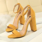 European and American style women's shoes, summer high heels, fashionable and simple, thick heels, high heels, sexy nightclubs, one line with sandals