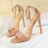European and American fashion sexy nightclubs slim heels, ultra-high heels, hollowed out color block, one line with open toe hollowed out women's sandals