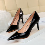 European and American style fashionable metal heel high heels, women's shoes, high heels, shallow mouthed pointed sexy nightclub slimming single shoes