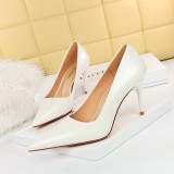 9236-8 European and American Fashion Banquet High Heels Women's Shoes Metal Heels Thin Heels Shallow Mouth Pointed Nightclub Sexy Single Shoes