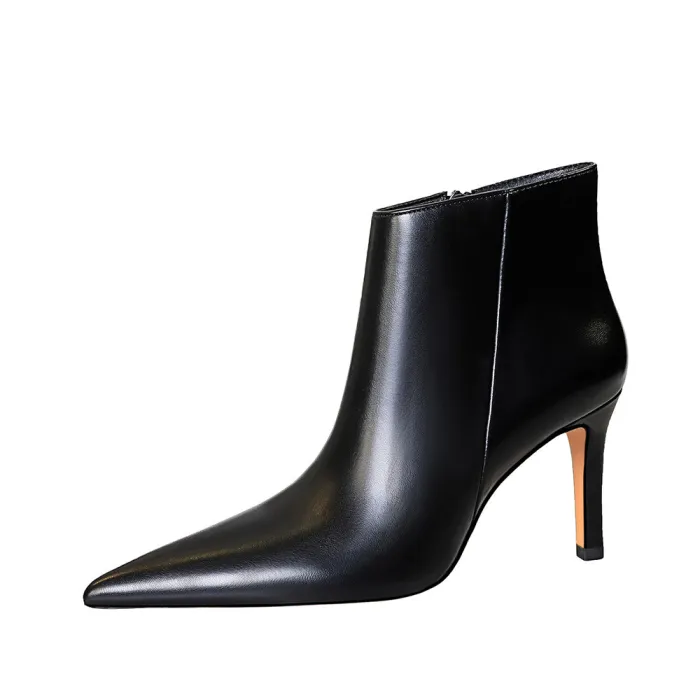 European and American style fashion, minimalist and sexy nightclubs, winter side zippers, high heels, pointed toe, slim fit, and bare boots
