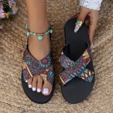 Wholesale of women's summer new European and American foreign trade thick soles, color matching cross strap beach sandals