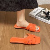 New women's slippers for foreign trade, cross-border oversized square toe flat bottomed casual beach sandals for women