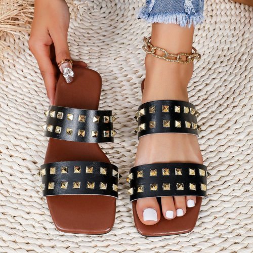 Flat bottomed willow nail slippers for women, summer Amazon independent station, cross-border foreign trade, large size beach sandals