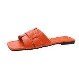 New women's slippers for foreign trade, cross-border oversized square toe flat bottomed casual beach sandals for women