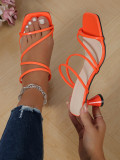 Foreign Trade Summer Fashion Versatile Strap High Heel Sandals Elegant and Simple Solid Color Square Headed Thick Heel Open Toe Women's Shoes
