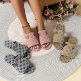 European and American foreign trade large-sized flat bottomed straight line embroidered slippers for women crossing overseas to wear lightweight beach sandals. Slippers