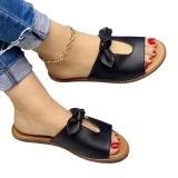 Foreign trade large-sized women's slippers, new summer bow hollow women's sandals, European and American sandals wholesale for women