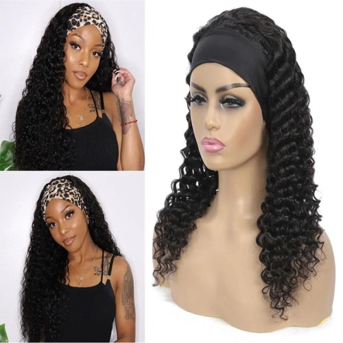 12Grade Headband Curly Wig 100%Human Hair Brazilian Wig