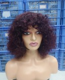 Brazilian Human Hair 300% density 10inch Fringe Curly Bob