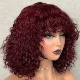 Brazilian Human Hair 300% density 10inch Fringe Curly Bob
