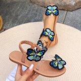 European and American large flat women's shoes in stock, butterfly foreign trade beach shoes, toe covers, flower sandals