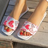 Cross border foreign trade large size flat bottomed slippers for women's new casual chessboard checkerboard beach one line sandals for women
