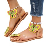 Temu's new colorful butterfly flat bottomed slippers are popular among women in Europe and America. The same size is suitable for everyday women's sandals to wear on the outside