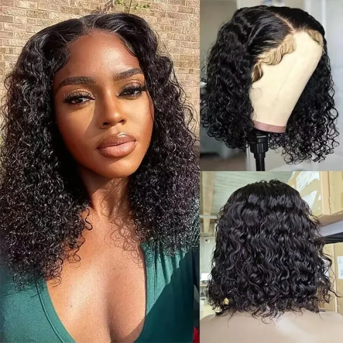 Deep Wave T Lace Bob 100% Human Hair Curly Lace wig