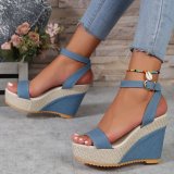 Large size thick soled women's sandals for cross-border foreign trade, summer new women's flat bottomed high heels, fairy style Korean version