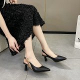 High heeled sandals for women in South Korea, large size 42, color matching straps, pointed single shoes, fairy style, slim heels, women's sandals