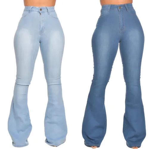 Cross border HSF2297 Amazon Cross border European and American Fashion Slim Fit Versatile Denim Elastic Bell Pants