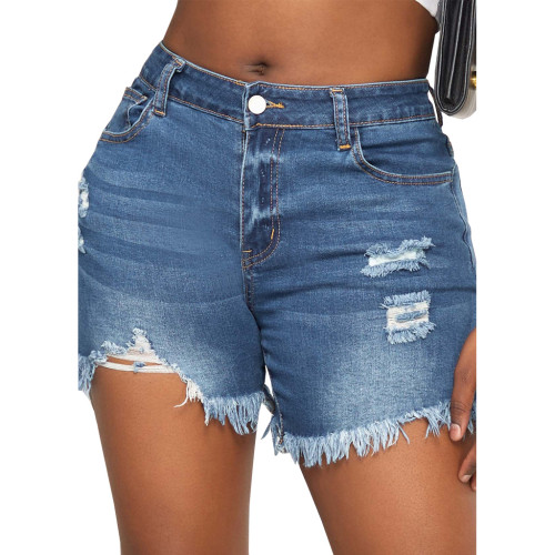 Cross border HSF2736 Amazon Hot Selling European and American Fashion Versatile Slim Fit and Stretch Denim Shorts New Style