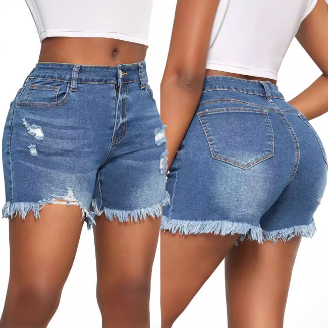 Cross border HSF2736 Amazon Hot Selling European and American Fashion Versatile Slim Fit and Stretch Denim Shorts New Style