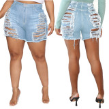 Cross border HSF2278-1 Amazon Cross border European and American Fashion Slim Fit Versatile Water Washed Stretch Denim Shorts
