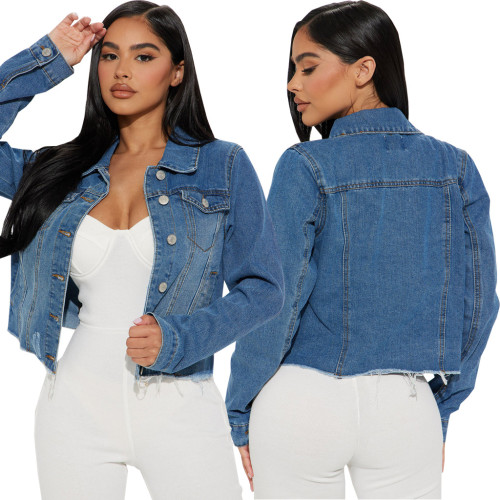 Cross border HSF2712 eBay Amazon specializes in European and American fashion splicing denim short jacket new models