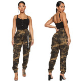 Cross border HSF2644 Amazon specializes in European and American fashion slim fit camouflage comfortable casual ankle elastic workwear pants
