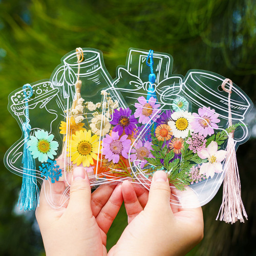 Ins transparent bottle sticker DIY dry flower Spring bookmark student kids baby creative plant embossing children's handmade specimen making film