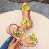 European and American foreign trade lightweight oversized clip toe flat sandals, women's bow elastic band beach sandals and sandals