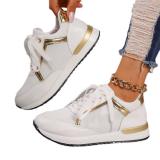European and American foreign trade large-sized color blocking low top lace up single shoes for women's new mesh flat bottom sports style board shoes Wish