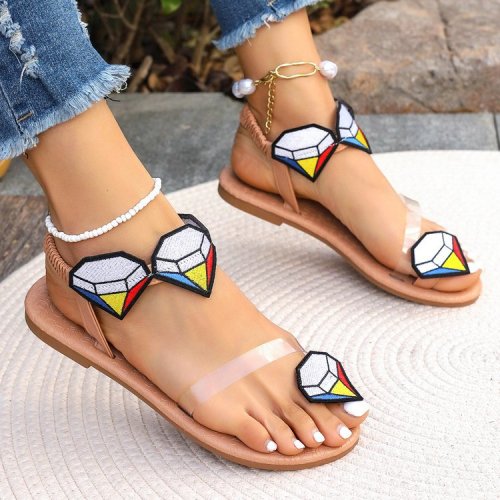 Wish European and American Foreign Trade Large Toe Flat Sandals for Women Wearing Elastic Straps Lightweight Beach Sandals
