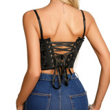 New style foreign trade camisole lace wrapped chest palace waist corset with steel buckle jacquard strap design versatile and fashionable small vest