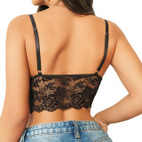 Fashionable New European and American Hot Selling Independent Station Sexy Underwear Front Button Lace Spicy Girl Perspective Hanging Strap Small Tank Top Wholesale